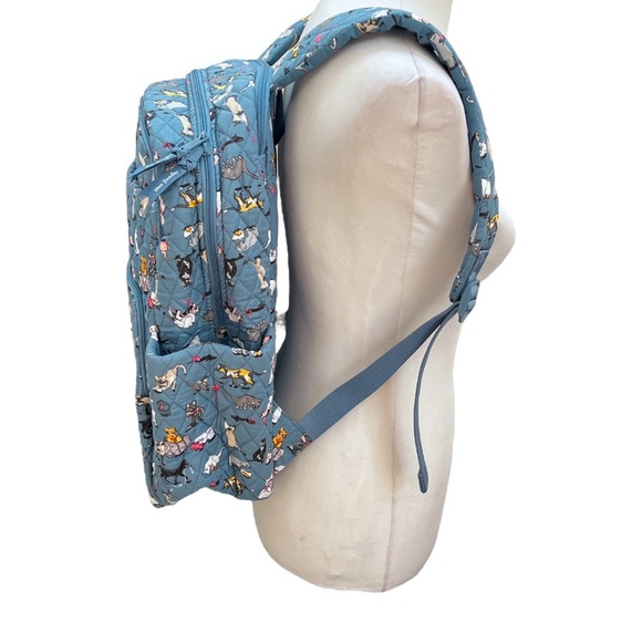 Vera Bradley Essential Large Backpack Cat’s Meow Steal Blue - Picture 2 of 13